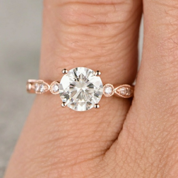 White Morganite & Diamond 14K Rose Gold Ring - Picture 3 of 5